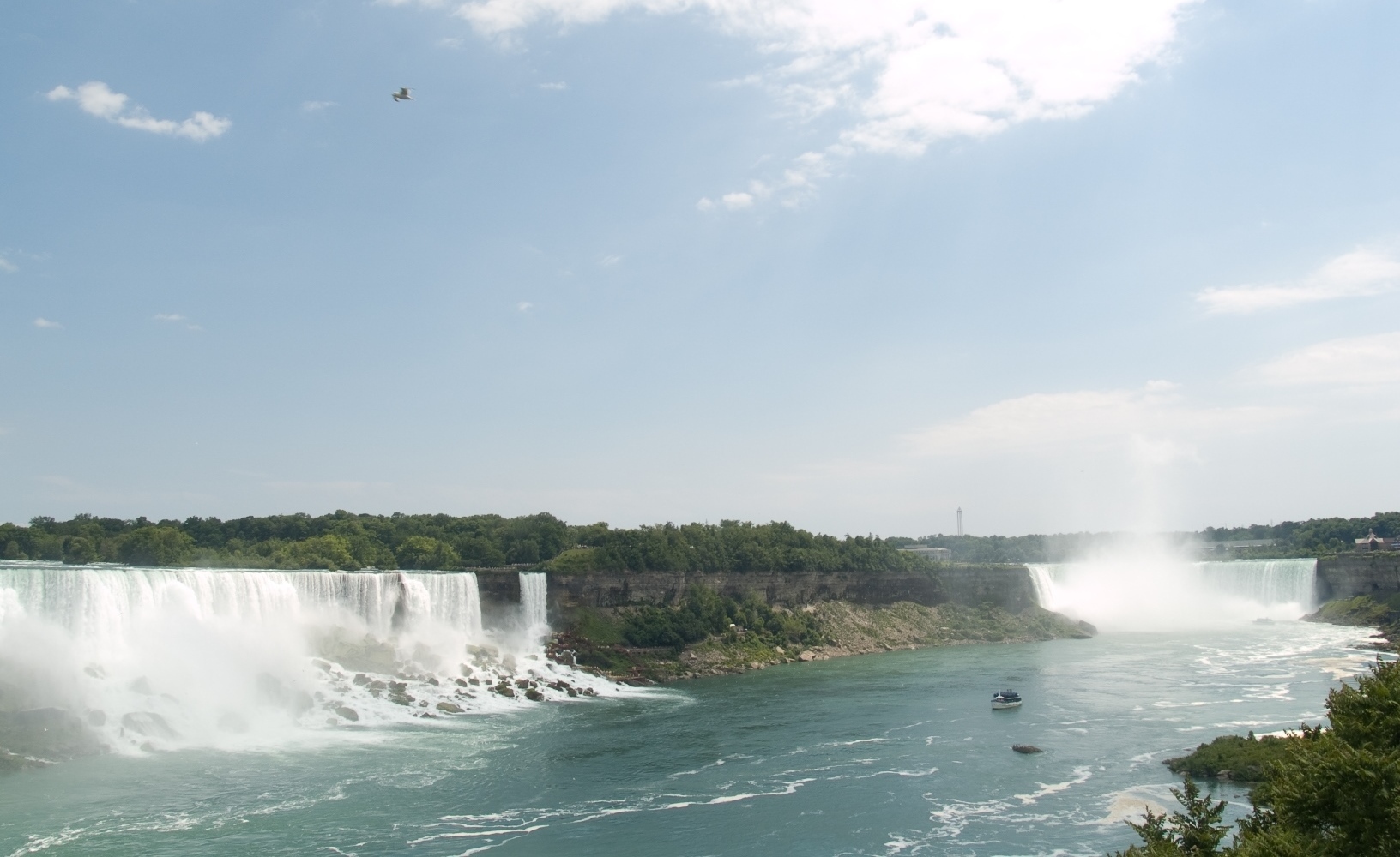 view of both the american and horseshoe falls at niagara
